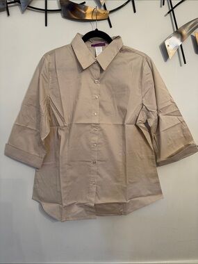 Women’s Classic Button-Down Shirt in Beige